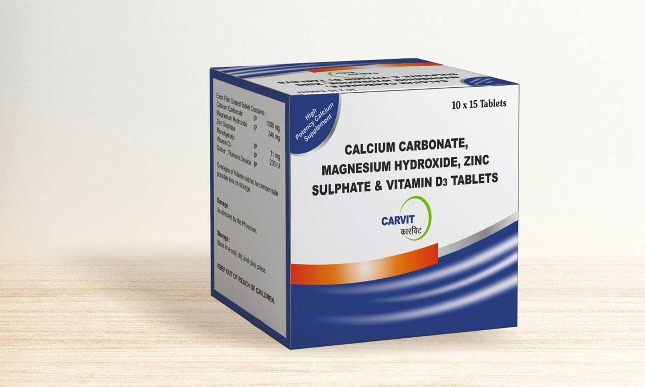 CARVIT : Calcium Carbonate 1000mg+Magnesium 